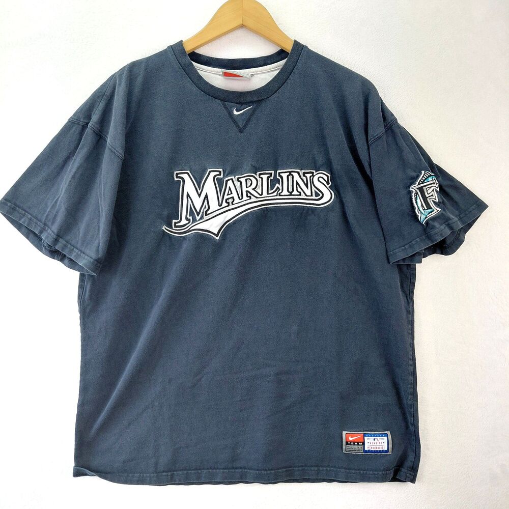 Vintage Florida Miami Marlins Nike Shirt Mens XL Black Embroidered Center Swoosh